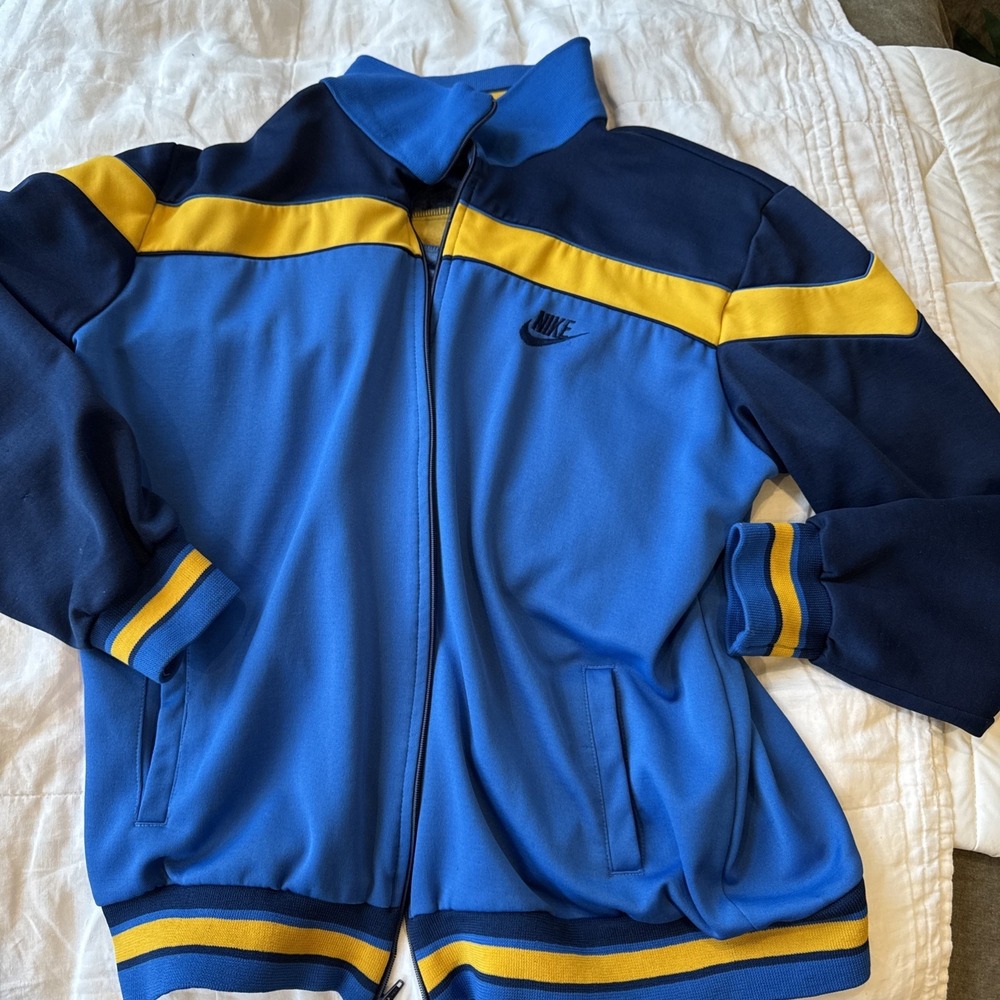 Vintage Late 1970's  Nike Track Suit Jacket Blue‎ and Yellow Size XL Tall